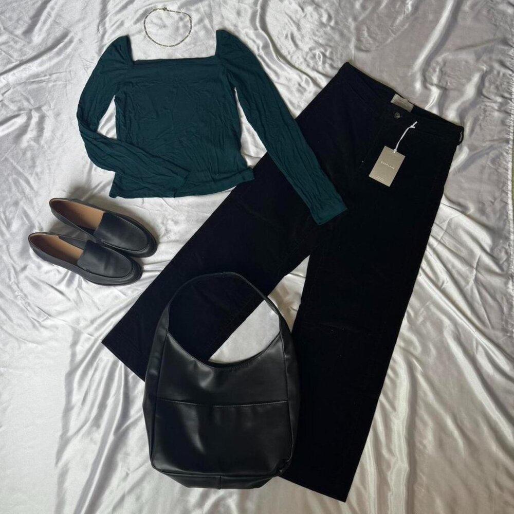 Black leather shoulder bag